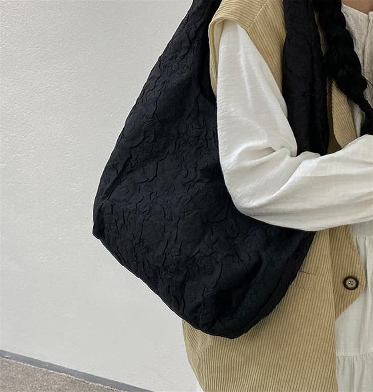 黒 バッグ 黒 キルティング トートバッグ レトロ文学風