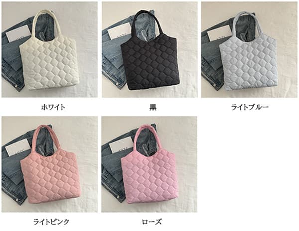 黒 バッグ 軽量キルティング黒トートバッグ新作レディース