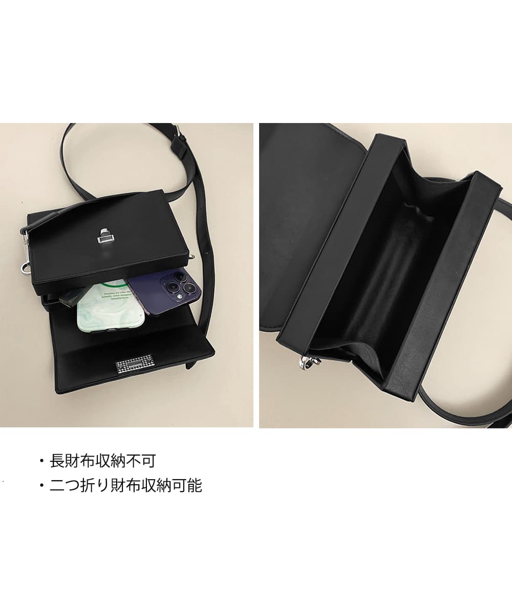 黒 バッグ 黒色スクエアショルダーバッグ斜めがけ鞄