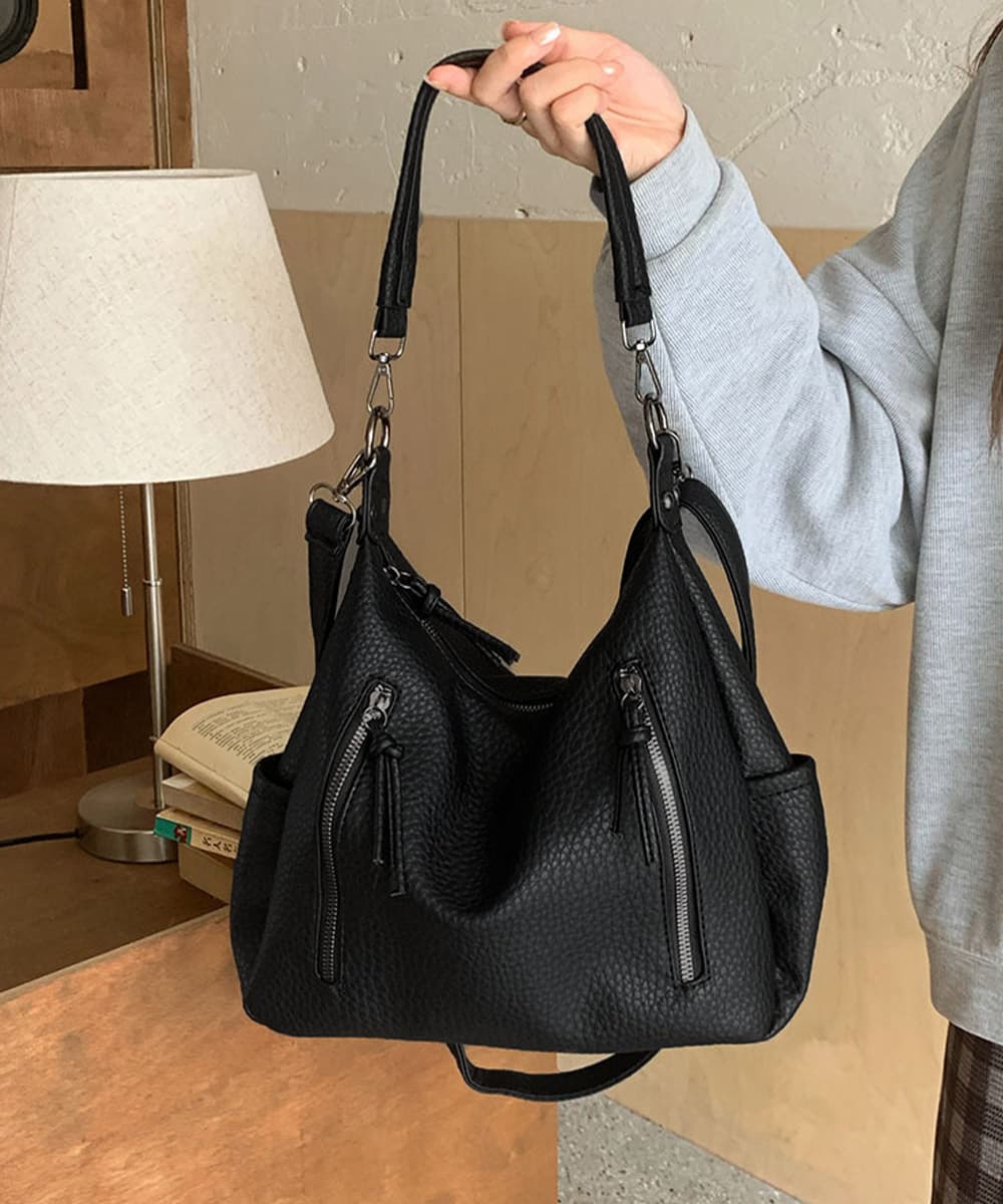 黒 バッグ 黒 ショルダーバッグ 2way 合皮 斜めがけ