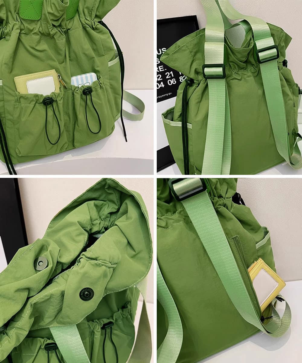 黒 バッグ 黒色二通り使い巾着型鞄 軽量大容量 トート