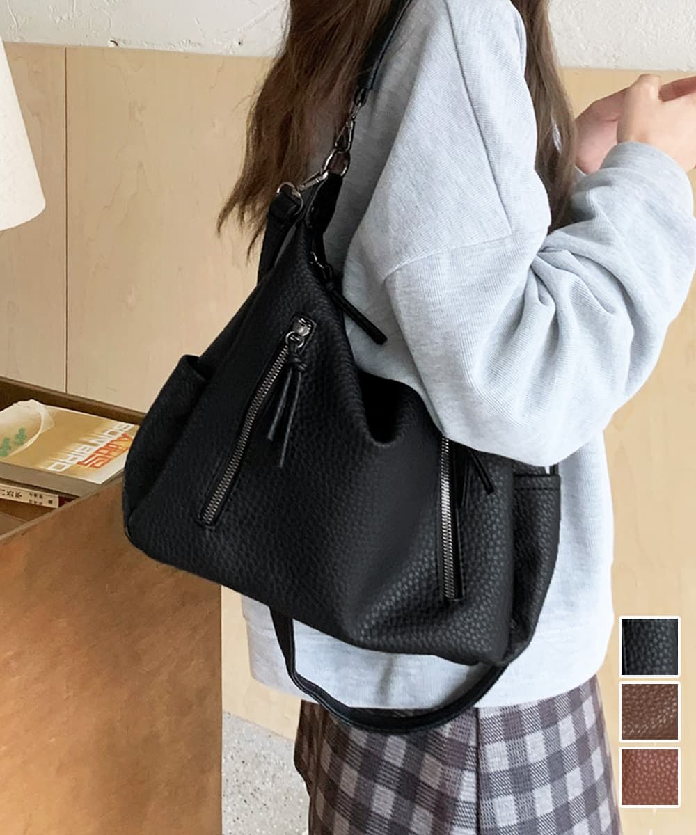 黒 バッグ 黒 ショルダーバッグ 2way 合皮 斜めがけ